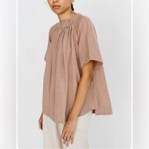 MIRTH Tan Vienna Smock Neck Tee